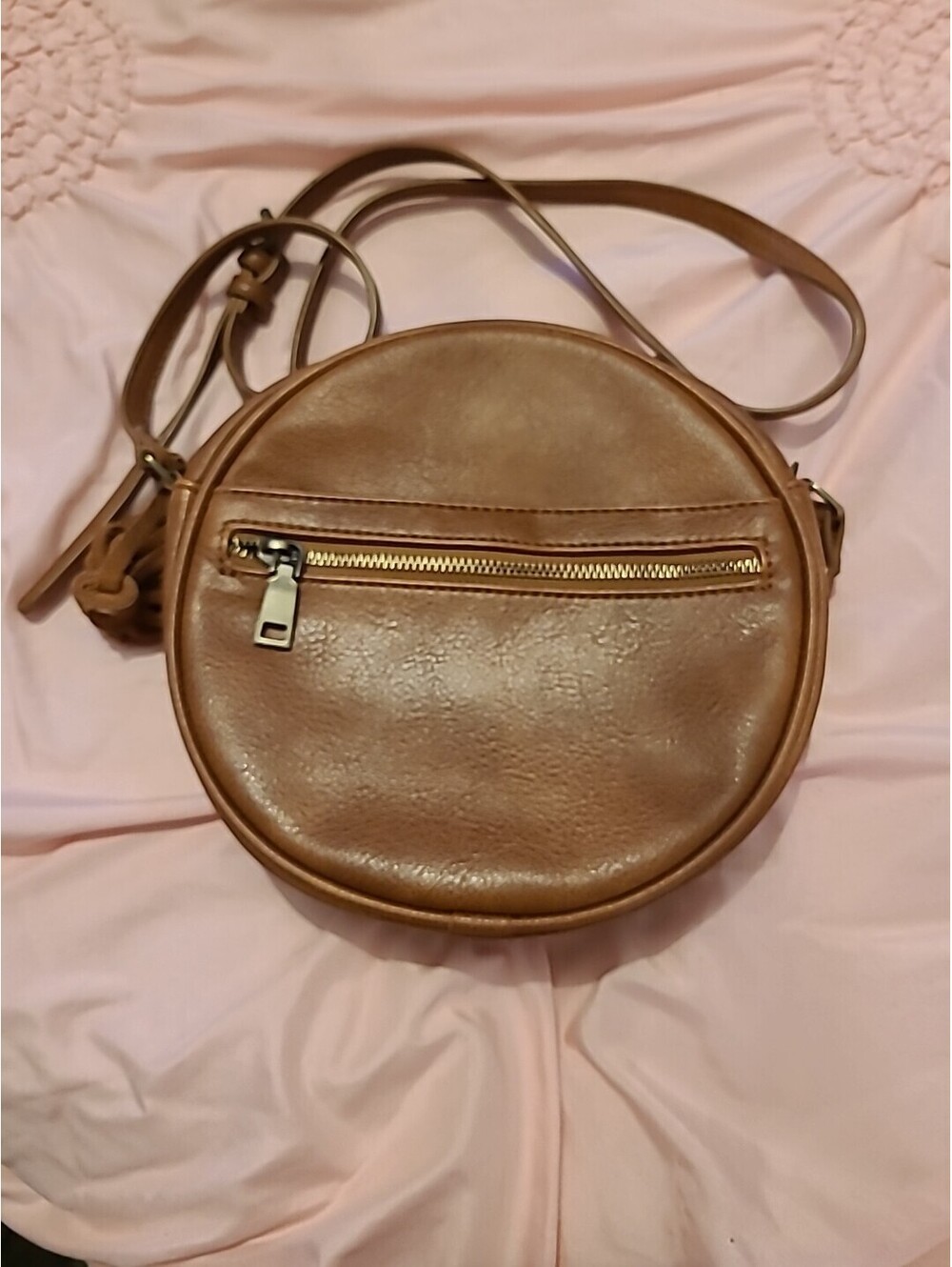 Antik Kraft Round Zipper Tassel Faux Leather Crossbody Bag NEW NWOT Boho Hippie